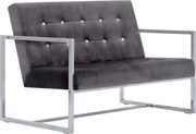 vidaXL Canapea cu 2 locuri cu brațe, gri închis, crom și catifea