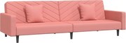 vidaXL Canapea extensibilă cu 2 locuri, 2 perne, roz, catifea