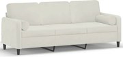 vidaXL Canapea cu 3 locuri cu pernuțe, crem, 180 cm, catifea