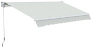 Outsunny Copertină Manuală pentru Soare, Cadru din Aluminiu și Poliester, Protecție UV, 200x295 cm, Alb Crem | Aosom Romania