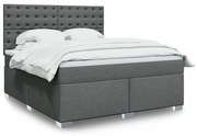 vidaXL Pat box spring cu saltea, gri închis, 180x200 cm, textil