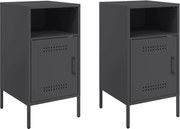 vidaXL Noptiere, 2 buc., negru, 36x39x68 cm, oțel