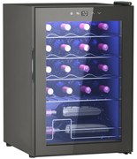 HOMCOM Frigider pentru Vinuri de 20 Sticle cu Temperatură Unică 5-18°C, Geam Anti-UV și Rafturi Reglabile, 43x45x64 cm, Negru | Aosom Romania