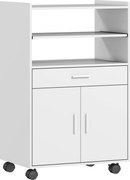 HOMCOM Dulap pentru cuptor cu microunde, raft, dulap cu uși duble, sertar, role, Alb | Aosom Romania