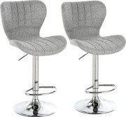 HOMCOM Set 2 Scaune de Bar Rotative cu Înălțime Reglabilă, Tetieră pentru Picioare și Spătar, 47x51,5x111,5 cm, Gri | Aosom Romania