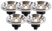 Set de 5 becuri LED reglabile GU10 AR111 11W 810lm 2700K