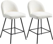 HOMCOM Set 2 Scaune de Bar cu Spătar din Catifea și Suport pentru Picioare, 48.5x56x92 cm, Alb Crem | Aosom Romania