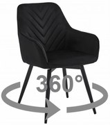 Scaun de masa rotativ NANA360 VELVET, negru