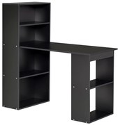 Birou Modern pentru Acasa cu Rafturi de Depozitare pe 6 Niveluri, Masa de Scris cu Raft pentru Carti, Negru HOMCOM | Aosom Romania