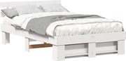 vidaXL Cadru de pat cu headboard Alb 140 x 190 cm Lemn de pin masiv