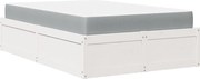 vidaXL Pat cu saltea, alb, 140x190 cm, lemn masiv pin