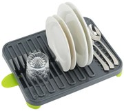 Uscător de vase Luigi Ferrero FR-3830P, 38x30x4.5 cm, Compartimente pentru pahare și farfurii, Canal de scurgere, Gri