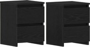 vidaXL Dulap de noapte cu sertar 2 pcs Stejar Negru 30 x 30 x 40 cm