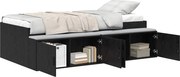 vidaXL Cadru de pat cu sertar Stejar Negru 80 x 200 cm Lemn compozit