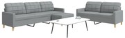 vidaXL Set canapele cu taburet, 3 piese, gri deschis, textil
