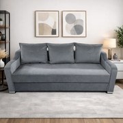 Canapea GIULIA extensibila, 3 locuri, cu lada de depozitare, catifea gri , 220x100x80 Gri