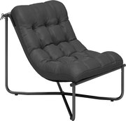 Outsunny Fotoliu lounge outdoor, fotoliu ergonomic de grădină cu pernă prietenoasă pielii, șezut lat, cadru din oțel, gri închis | Aosom Romania