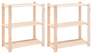 vidaXL Rafturi depozitare 3 niveluri 2 buc. 80x38x90cm pin masiv 150kg