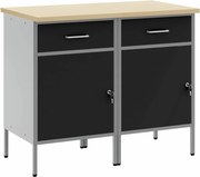 vidaXL Dulap de lucru cu sertar 2 pcs Negru și Gri 100 x 55 x 85 cm