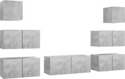 vidaXL Set de dulapuri TV, 7 piese, gri beton, lemn prelucrat