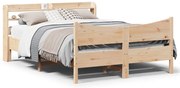 vidaXL Cadru de pat cu tăblie, 135x190 cm, lemn masiv de pin