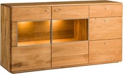 Comodă lemn masiv natur Siena Stejar, 175 × 45 × 90 cm