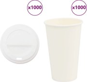 vidaXL Cești de cafea din hârtie cu capace 1000 buc 16 oz 400 ml