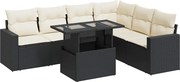 vidaXL Set canapele de grădină cu perne, 7 piese, negru, poliratan