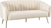 Canapea de design cu 3 locuri, ţesătură Velvet bej/gold crom-auriu, BAGY