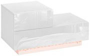 Noptieră LED Modernă HOMCOM | 16 Culori RGB cu Telecomandă | 2 Sertare | PAL | 70x37x38 cm | Alb | Aosom Romania