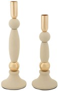 Mauro Ferretti Set Suport Lumanare Strek Crem 2 Bucăți Cm Ø9,5X25-9,5X28 | Aosom Romania