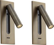 Set de 2 Aplice Moderne Bronz Închis Incl. LED - Plaza