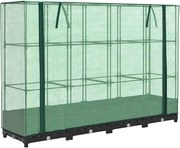 vidaXL Pat de flori înălțat cu prelată de seră, aspect ratan, 160x40x123 cm