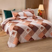 decoDoma Cuvertură de pat VINTAGE ROSE maro pat dublu