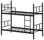 Pat supraetajat metalic MAVEN 90x200 cm, negru, capacitate 2 x 100 kg