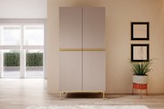 Dulap Nicole dormitor 100 cm - MDF roz antic / picioare aurii