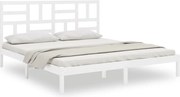 vidaXL Cadru de pat Super King, alb, 180x200 cm, lemn masiv