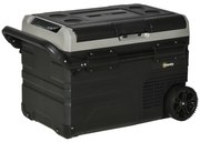 Outsunny Frigider Auto 40L cu Iluminare LED Compresor Frigider Portabil cu Mânere Role de Transport Barcă Călătorii 12/24V DC și 110-240V AC Gri+Negru | Aosom Romania