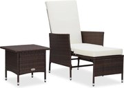 vidaXL Set mobilier relaxare grădină cu perne 2 piese maro poliratan