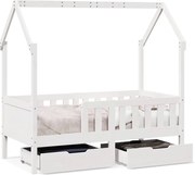 vidaXL Cadru de pat cu sertare de copii, 70x140 cm, lemn masiv de pin