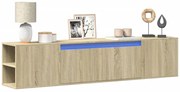 vidaXL Dulap TV de perete cu lumini LED, stejar sonoma, 180x31x39,5 cm