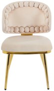 Scaun dining, picioare robuste din oțel cu finisaj auriu, tapiterie catifea, Bej