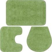 vidaXL Set covorașe baie, 3 piese, verde, textil