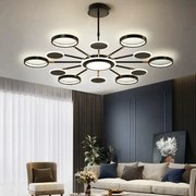 Lustra LED Cu Telecomanda, 3 Tipuri De Lumina, Intensitate Reglabila, 143W, Negru