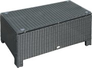 Outsunny Mobilier pentru Terasă, Măsuță de Cafea din Răchită, Rezistentă la Apă, cu Blat din Sticlă Securizată, 86x50x39cm, Negru | Aosom Romania