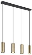 Lustra cu 4 pendule design modern ROBBY negru mat, alama mat