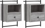 vidaXL Noptiere de perete, 2 buc., gri sonoma, 40x30x61 cm, lemn