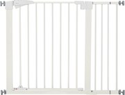 PawHut Poartă pentru Câini de Talie Mică și Medie cu Dublă Încuietoare și Închidere Automată, 76-103x4.2x77 cm, Alb | Aosom Romania