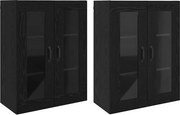 vidaXL Mobilier cu Montaj pe Perete 2 pcs Stejar negru