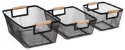 Set 3 cutii depozitare Zamos, metal, negru, 24.5x17.5x11cm, 31.5x23x13cm, 36.5x23x15cm